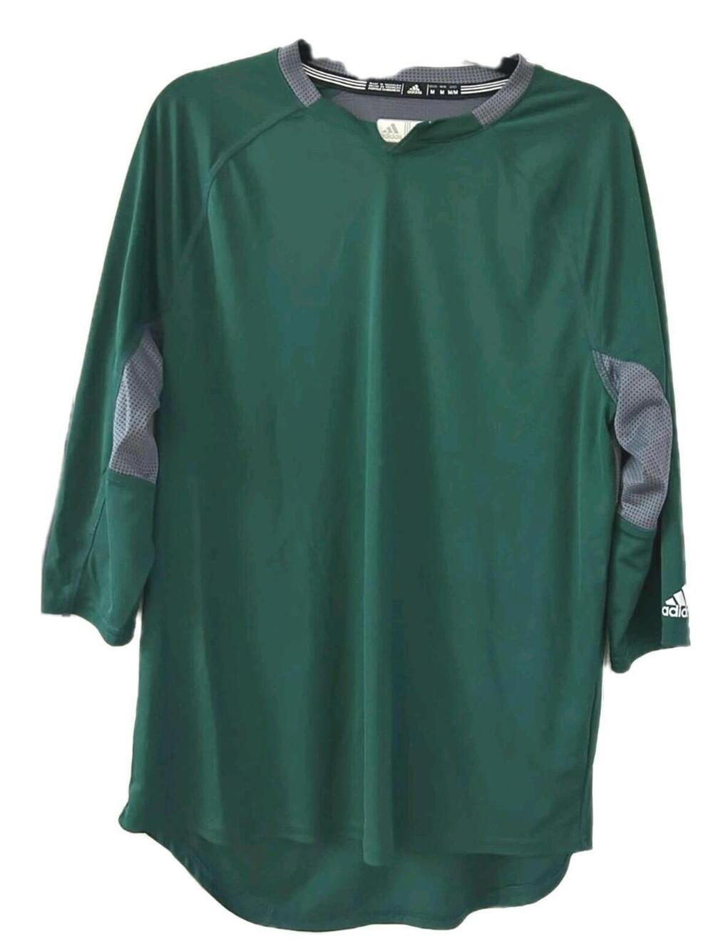 Adidas Fielder's Choice Baseball 3/4 Sleeve Raglan Mens Shirt Green Size M